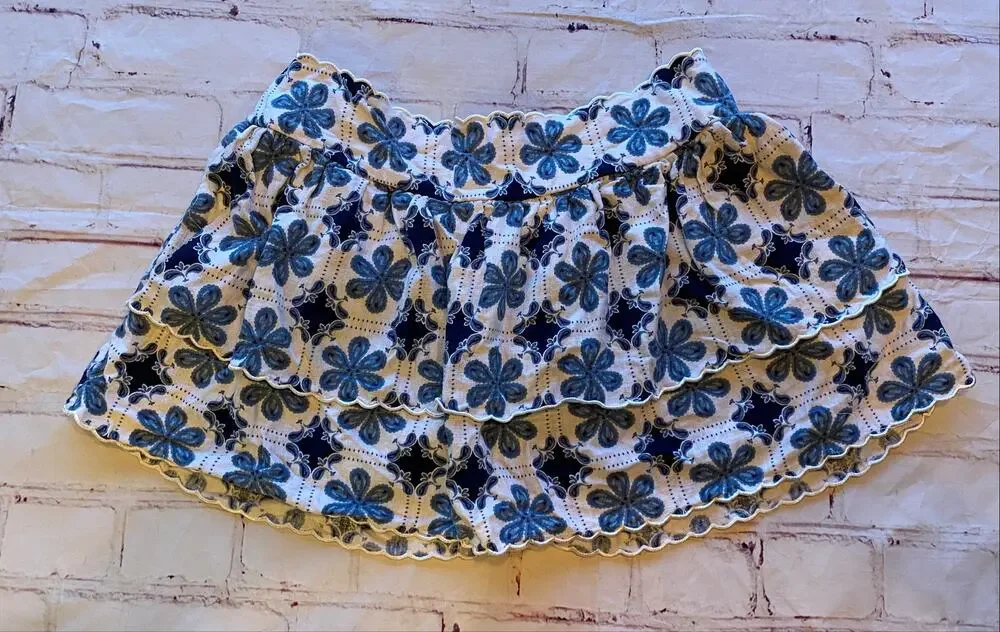 Agua Bendita x Target Blue Floral Tiered Ruffle Skort XL